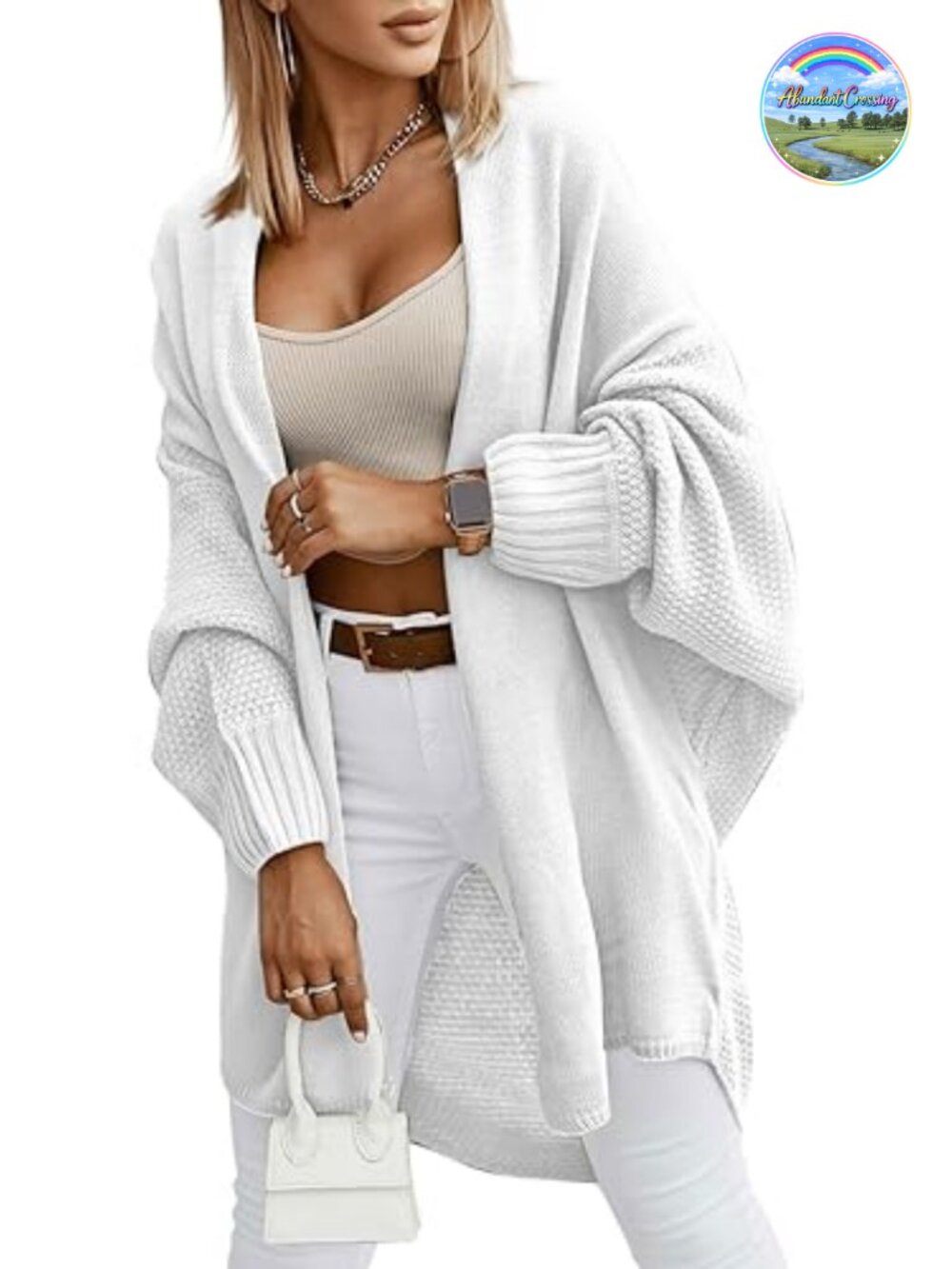 Oversized Long Open Front Cardigan Sweater Women Lantern Sleeve 85% Acrylic